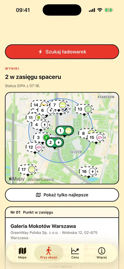 Ładowarki w zasięgu spaceru